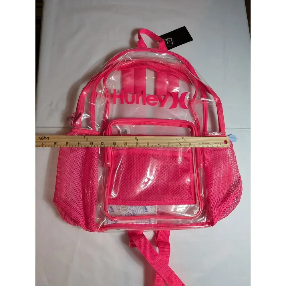 Hurley Clear See Through Backpack With Bottle Pocket Fits 15